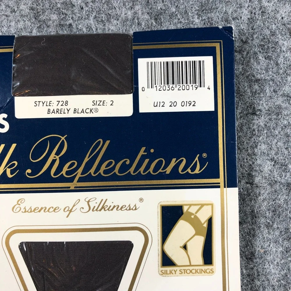 Vtg Stockings Pantyhose Hanes Silk Reflections 2Pair Size‎ OS Barely Black 728